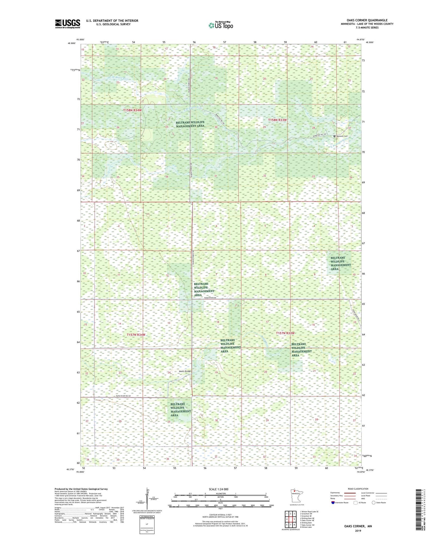 Oaks Corner Minnesota US Topo Map Image