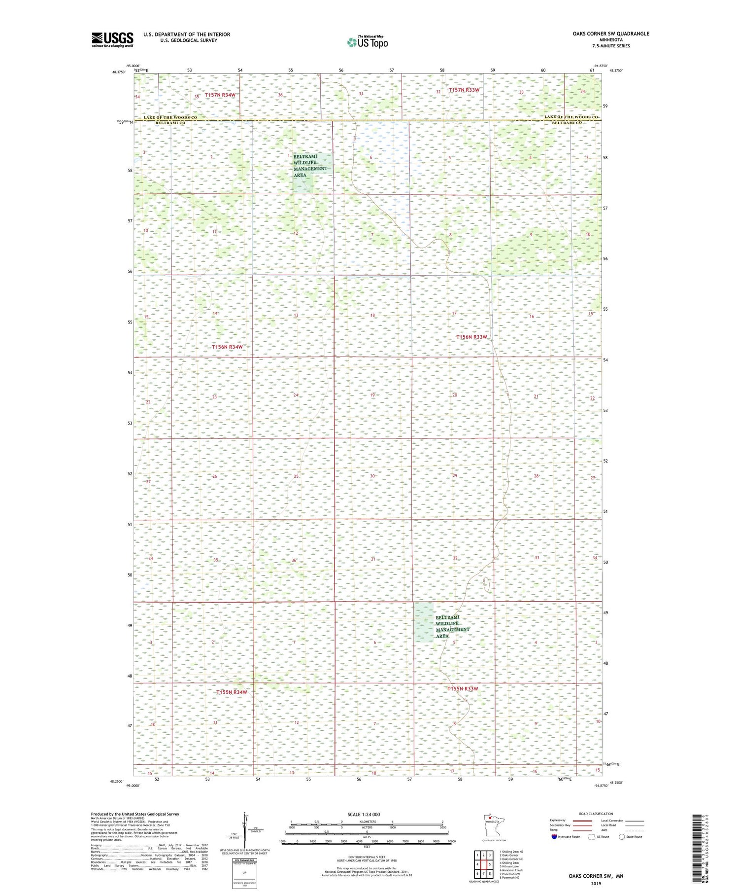 Oaks Corner SW Minnesota US Topo Map Image