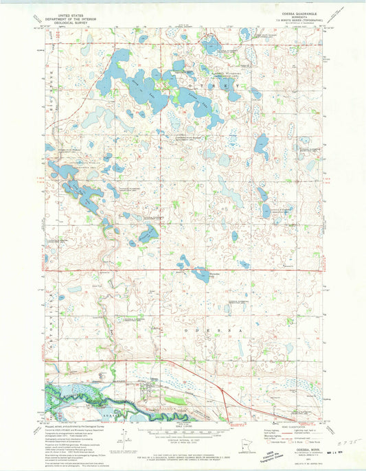 Classic USGS Odessa Minnesota 7.5'x7.5' Topo Map Image