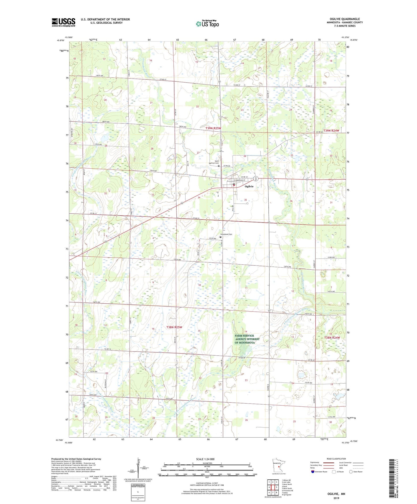 Ogilvie Minnesota US Topo Map Image