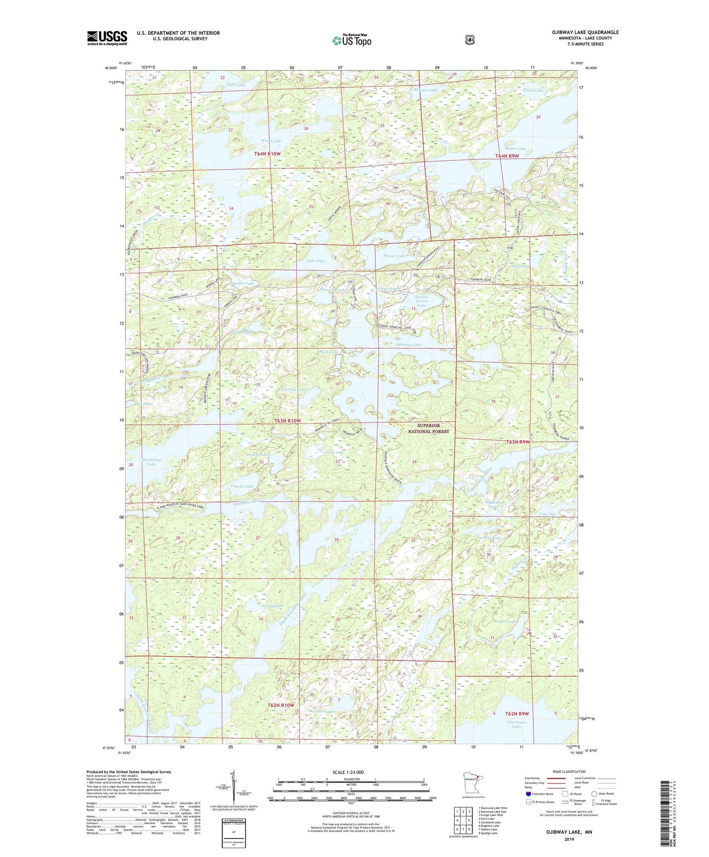 Ojibway Lake Minnesota US Topo Map Image