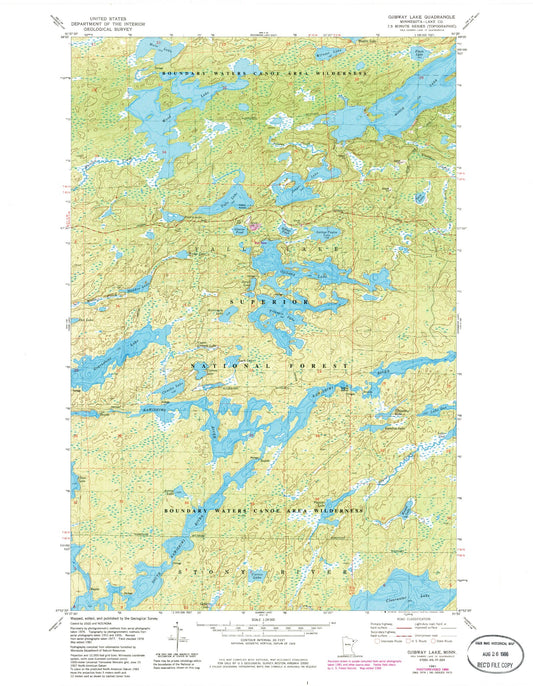 Classic USGS Ojibway Lake Minnesota 7.5'x7.5' Topo Map Image