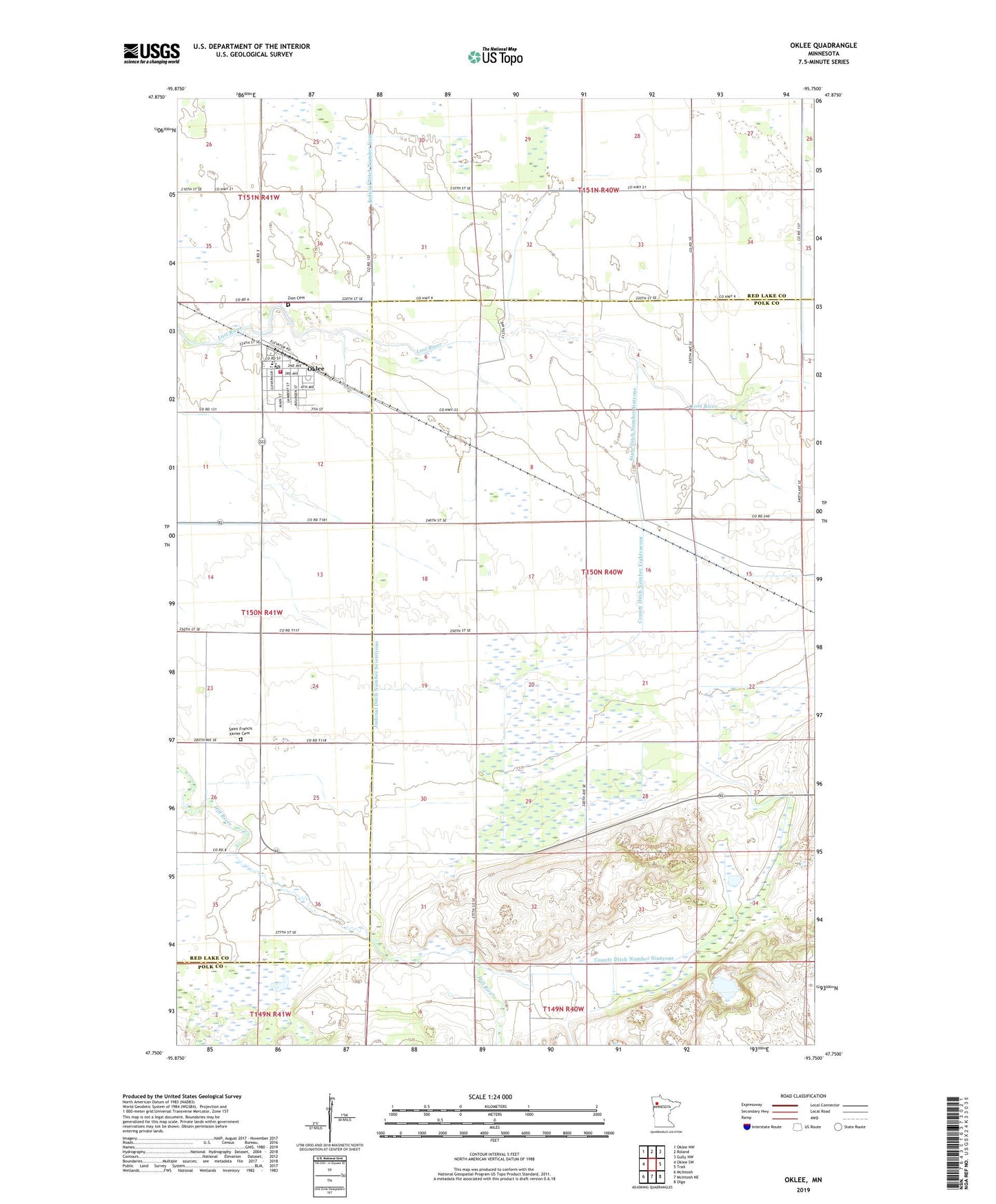 Oklee Minnesota US Topo Map Image