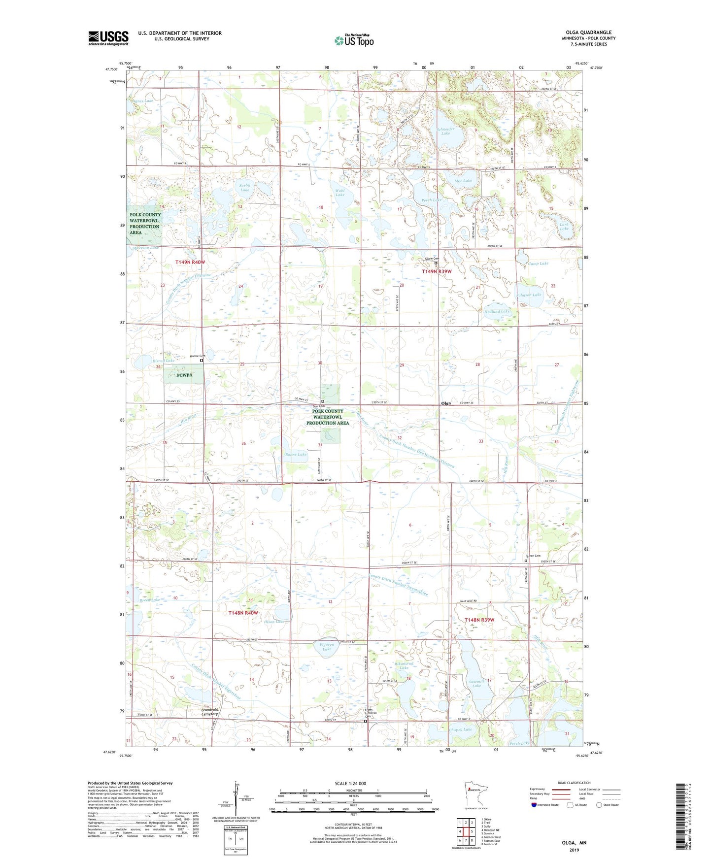Olga Minnesota US Topo Map Image