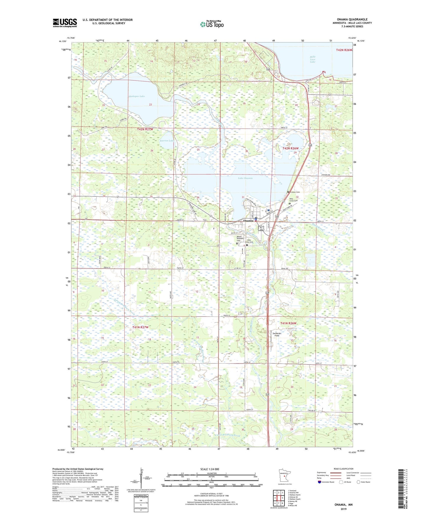 Onamia Minnesota US Topo Map Image