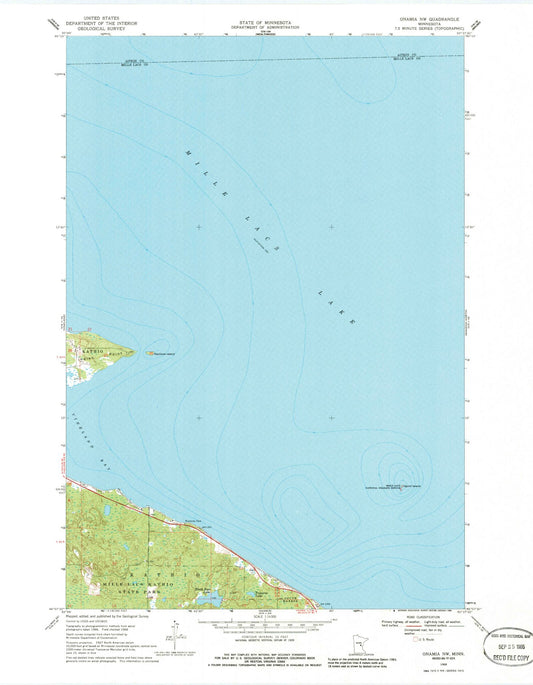 Classic USGS Onamia NW Minnesota 7.5'x7.5' Topo Map Image
