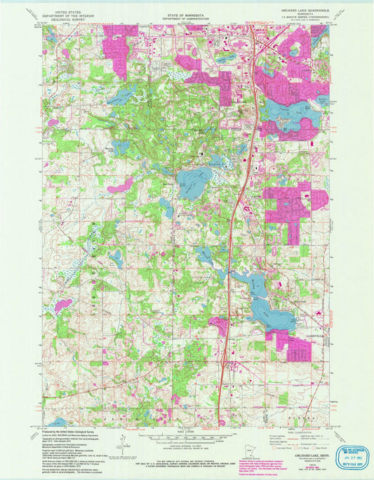 Classic USGS Orchard Lake Minnesota 7.5'x7.5' Topo Map Image