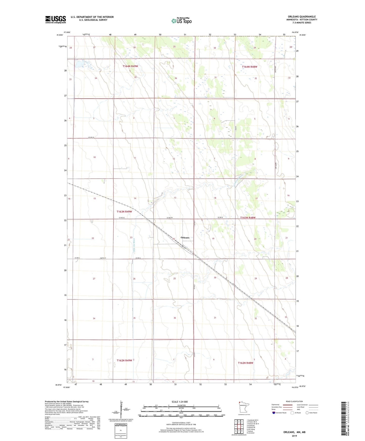 Orleans Minnesota US Topo Map Image