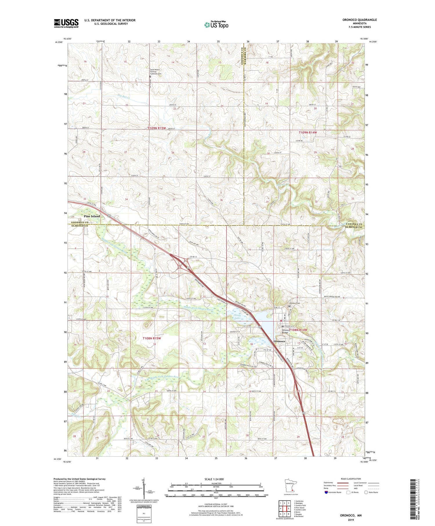 Oronoco Minnesota US Topo Map Image