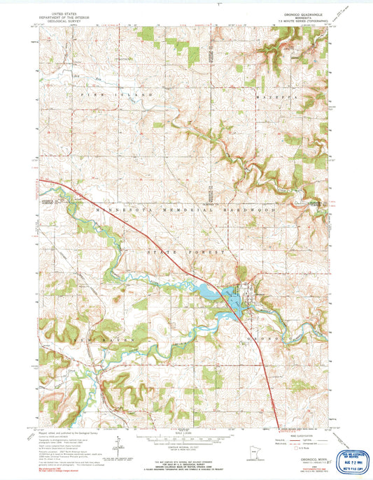 Classic USGS Oronoco Minnesota 7.5'x7.5' Topo Map Image