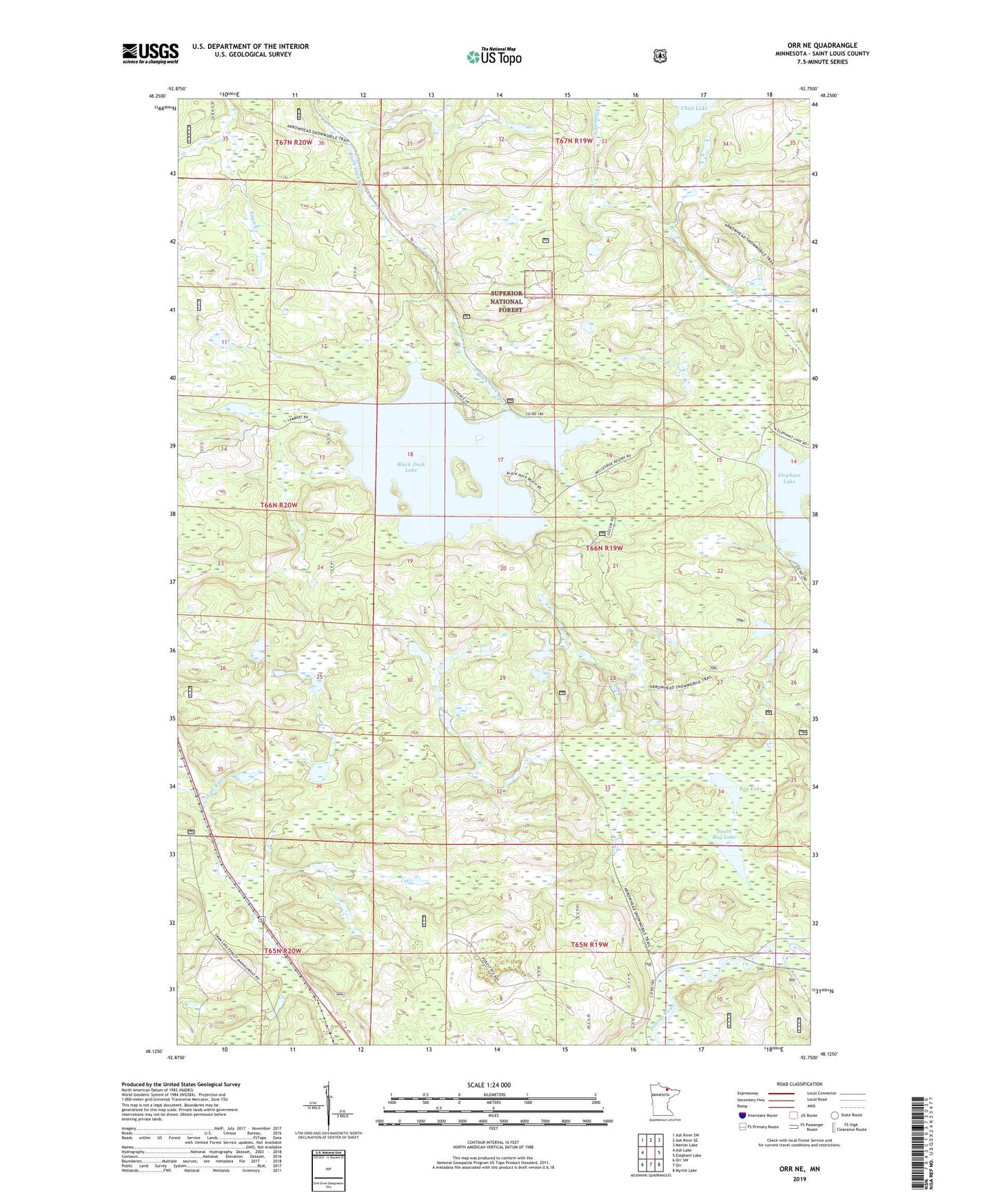 Orr NE Minnesota US Topo Map Image