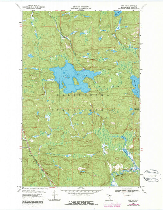 Classic USGS Orr NE Minnesota 7.5'x7.5' Topo Map Image