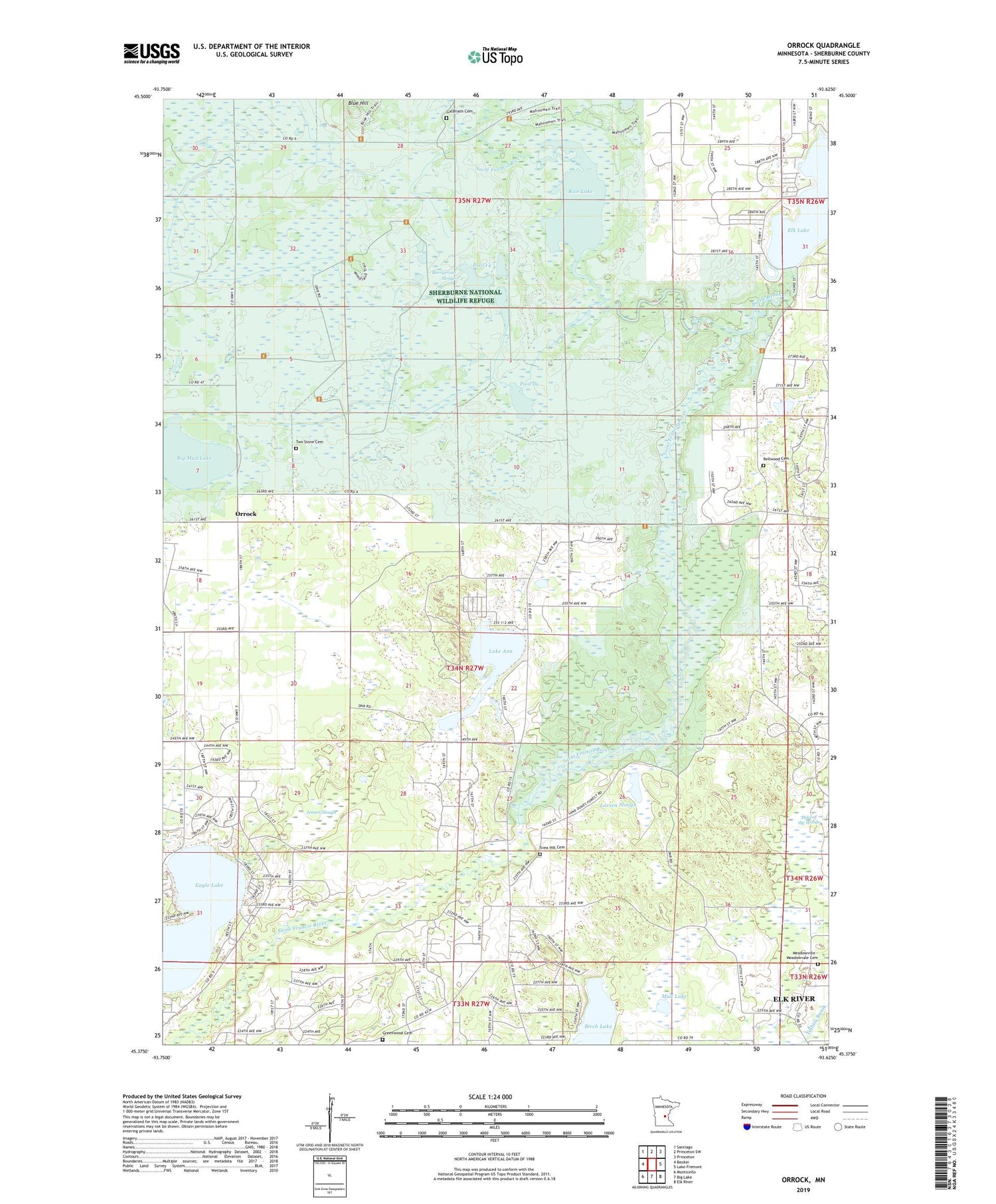 Orrock Minnesota US Topo Map Image