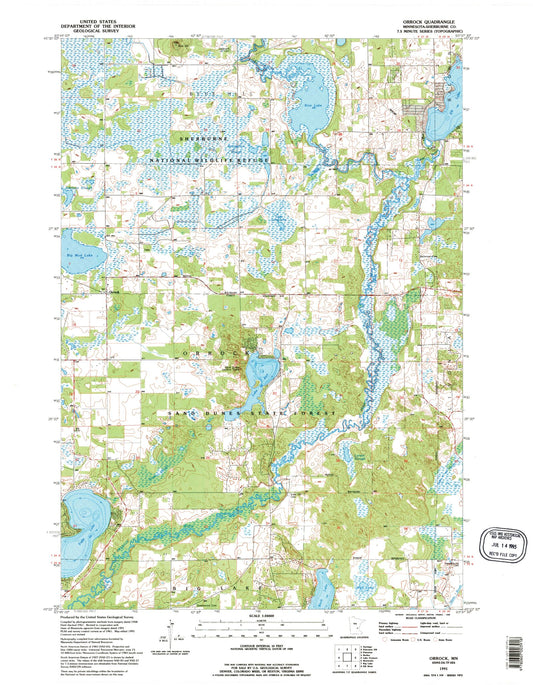 Classic USGS Orrock Minnesota 7.5'x7.5' Topo Map Image