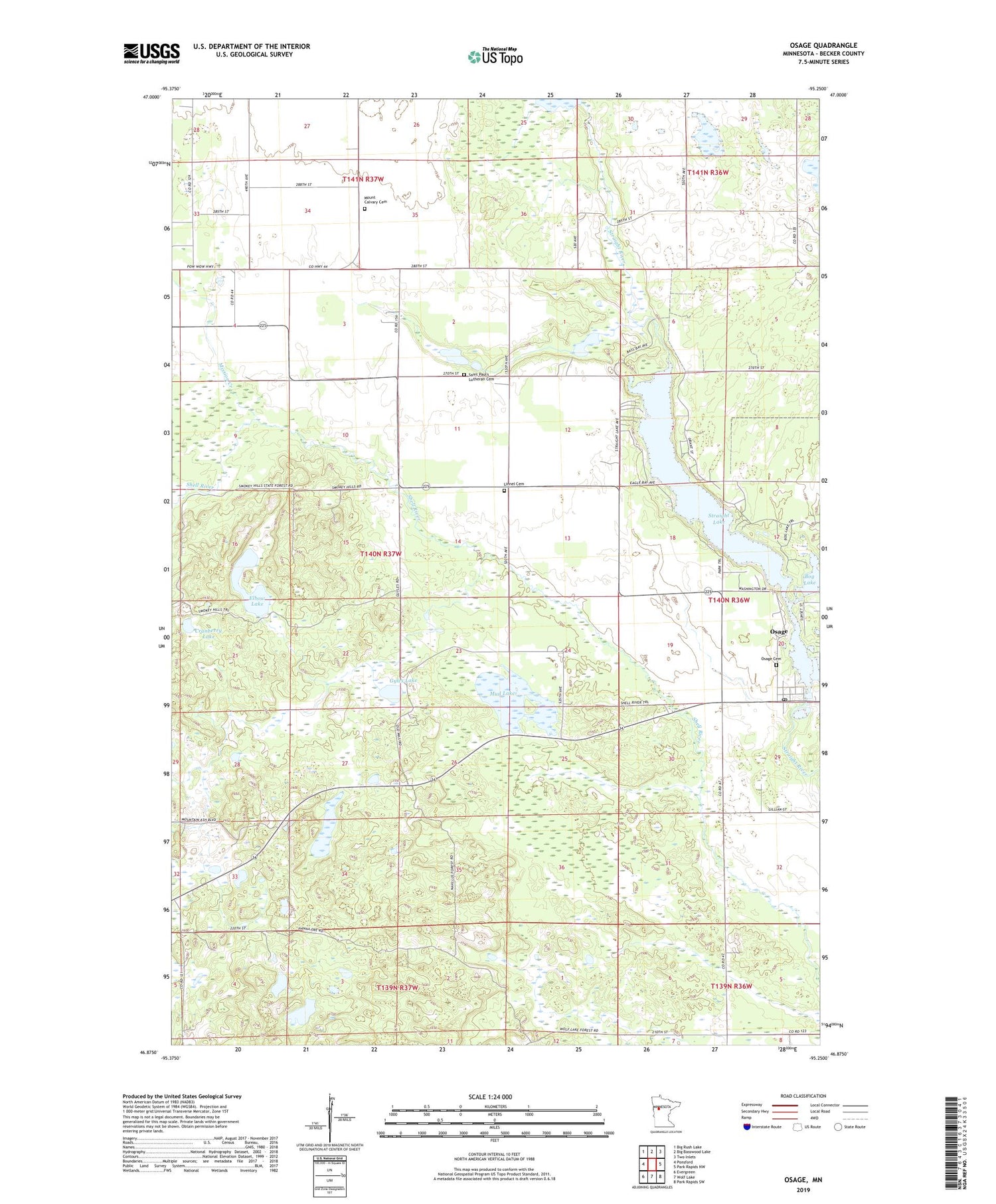 Osage Minnesota US Topo Map Image