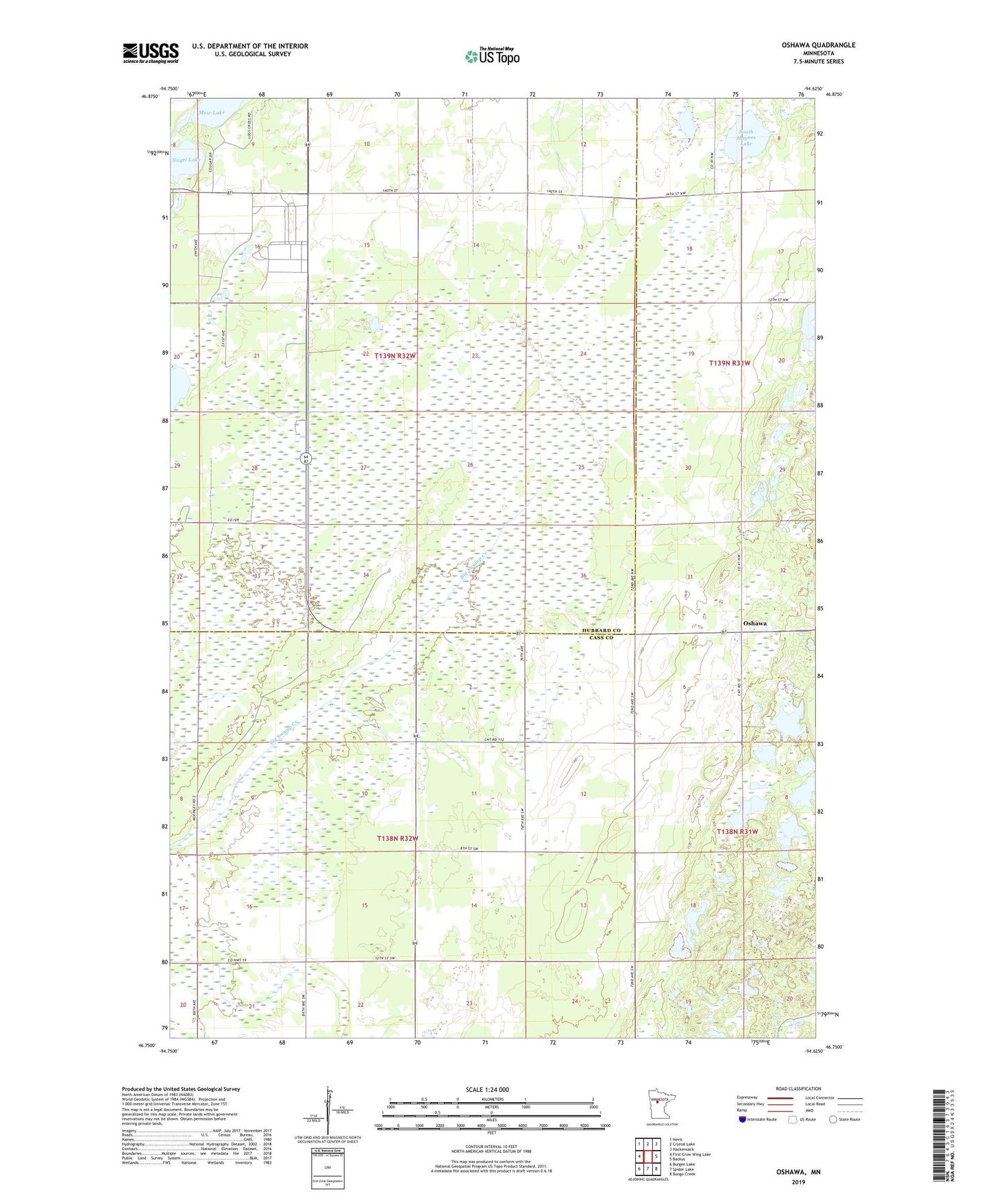 Oshawa Minnesota US Topo Map Image