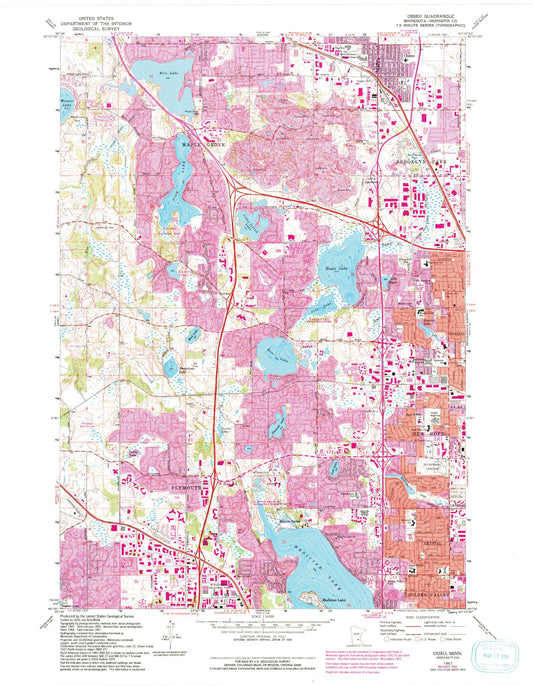 Classic USGS Osseo Minnesota 7.5'x7.5' Topo Map Image