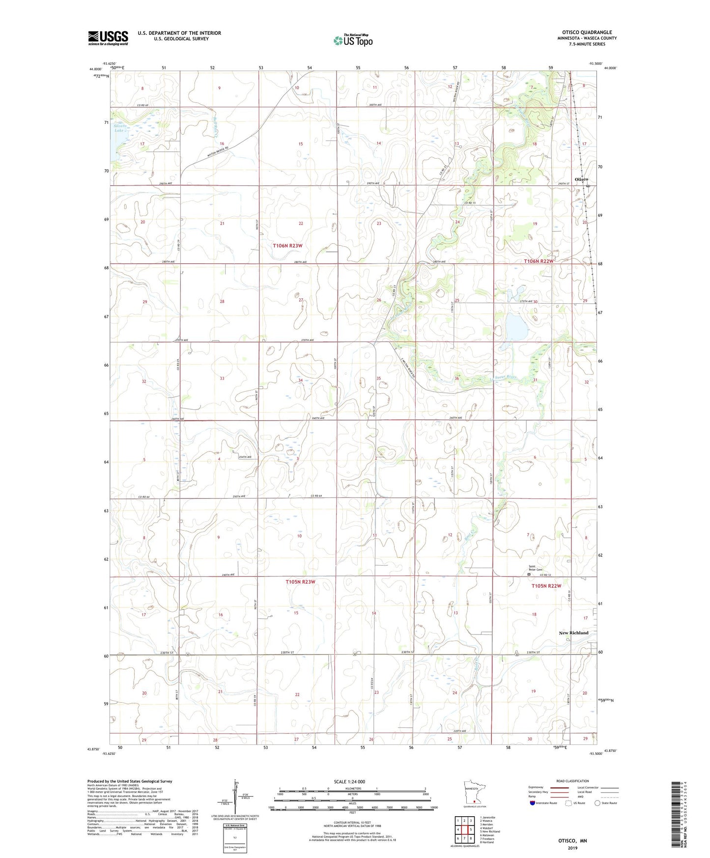 Otisco Minnesota US Topo Map Image