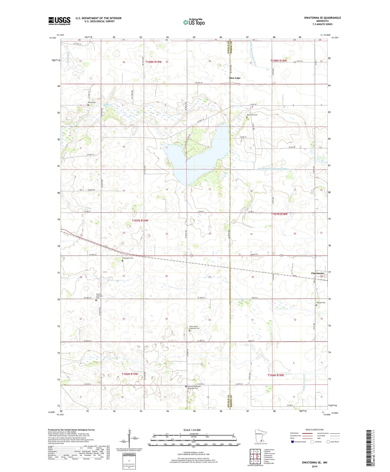 Owatonna SE Minnesota US Topo Map Image