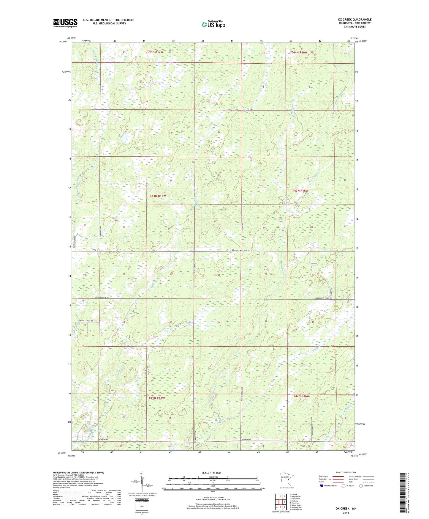 Ox Creek Minnesota US Topo Map Image