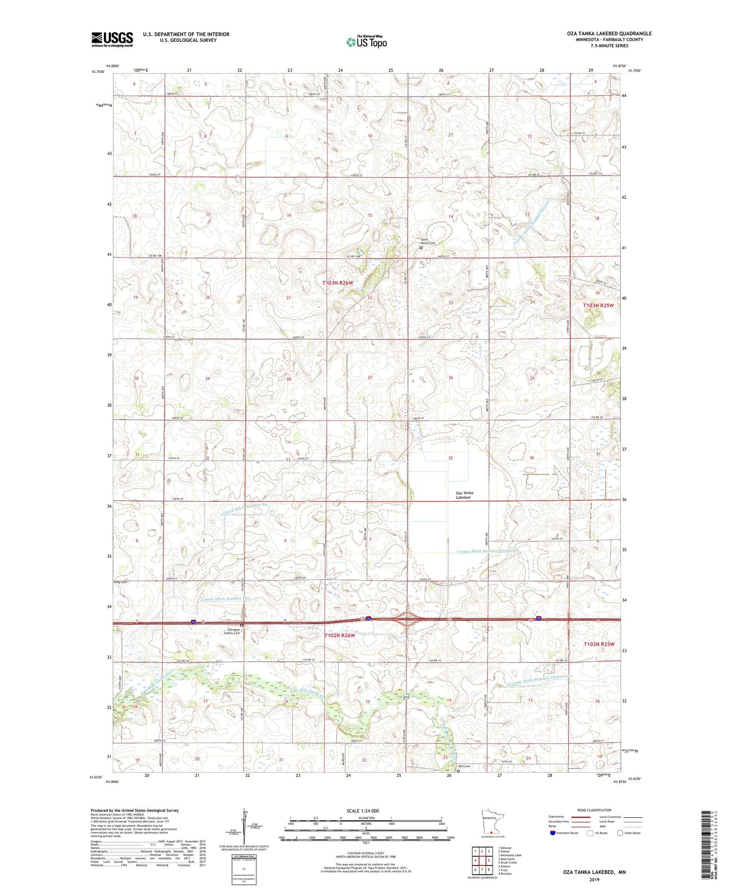 Oza Tanka Lakebed Minnesota US Topo Map Image