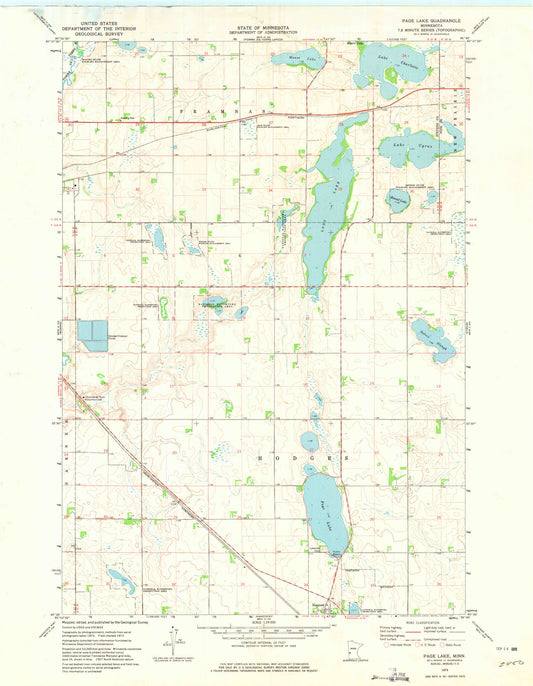 Classic USGS Page Lake Minnesota 7.5'x7.5' Topo Map Image