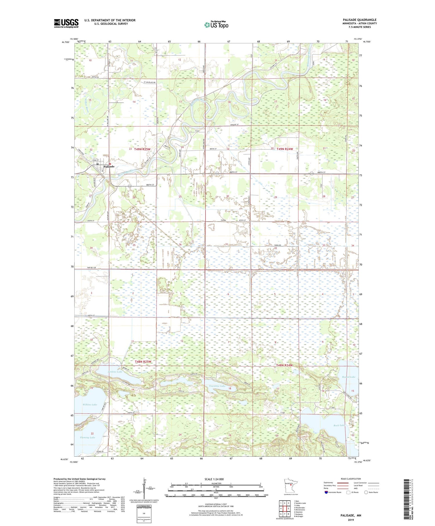 Palisade Minnesota US Topo Map Image