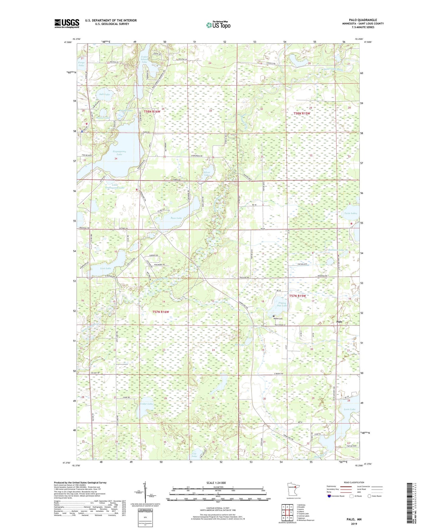 Palo Minnesota US Topo Map Image