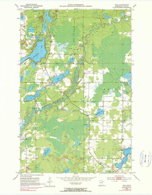 Classic USGS Palo Minnesota 7.5'x7.5' Topo Map Image