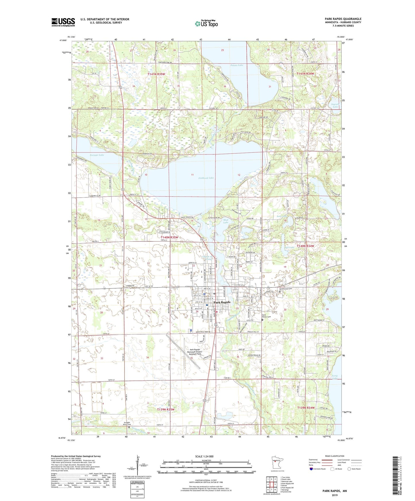 Park Rapids Minnesota US Topo Map Image