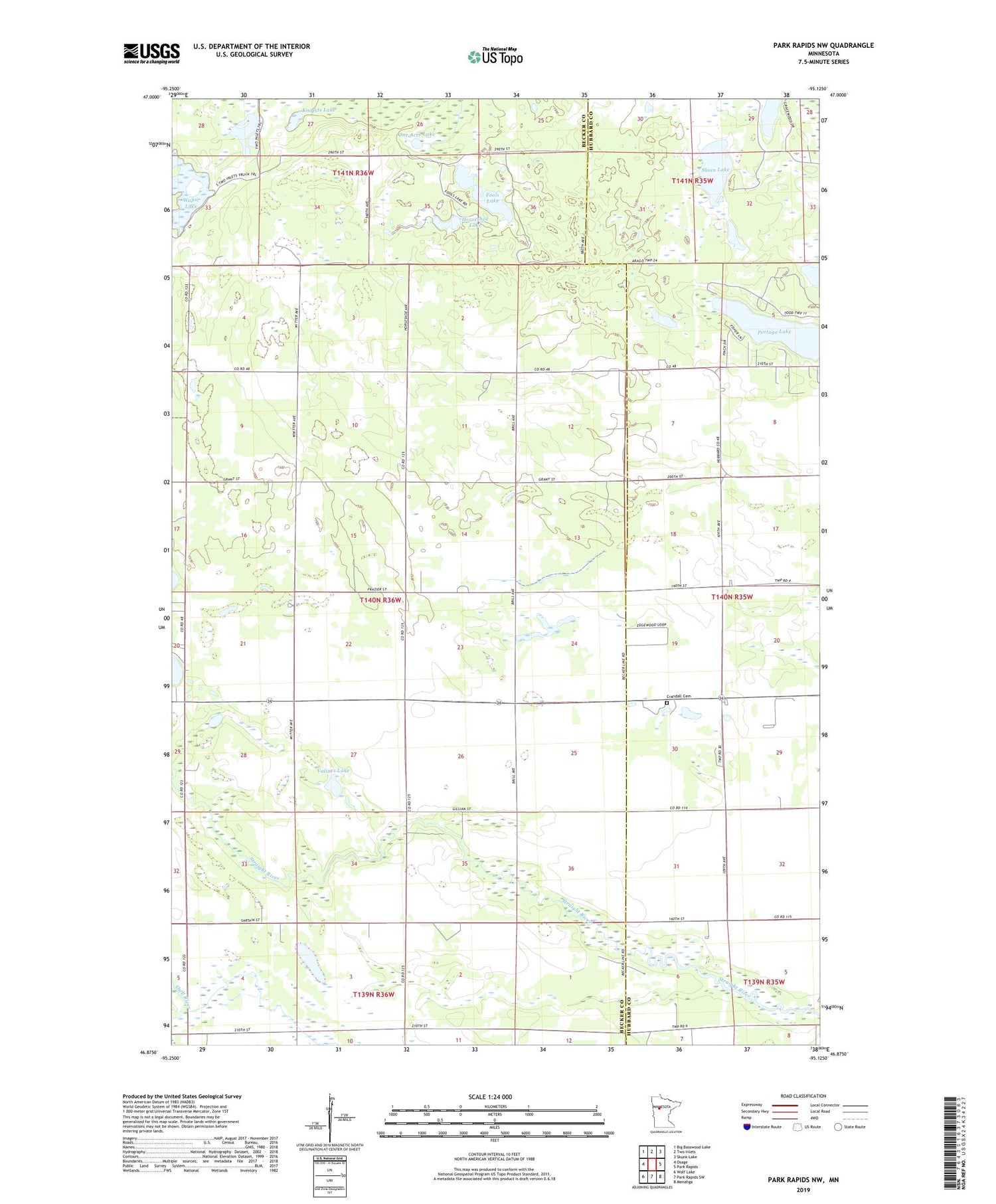 Park Rapids NW Minnesota US Topo Map Image