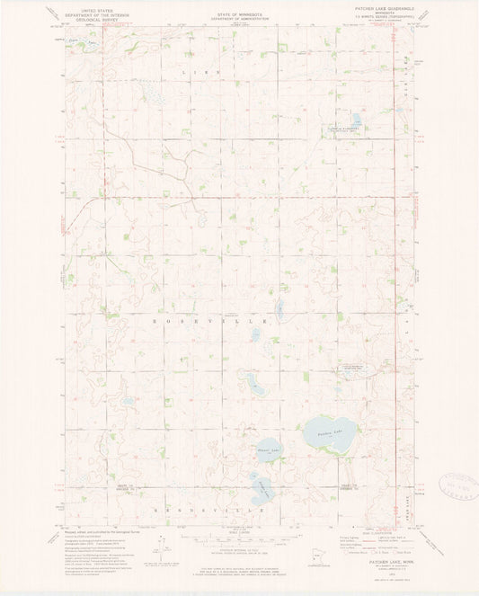 Classic USGS Patchen Lake Minnesota 7.5'x7.5' Topo Map Image