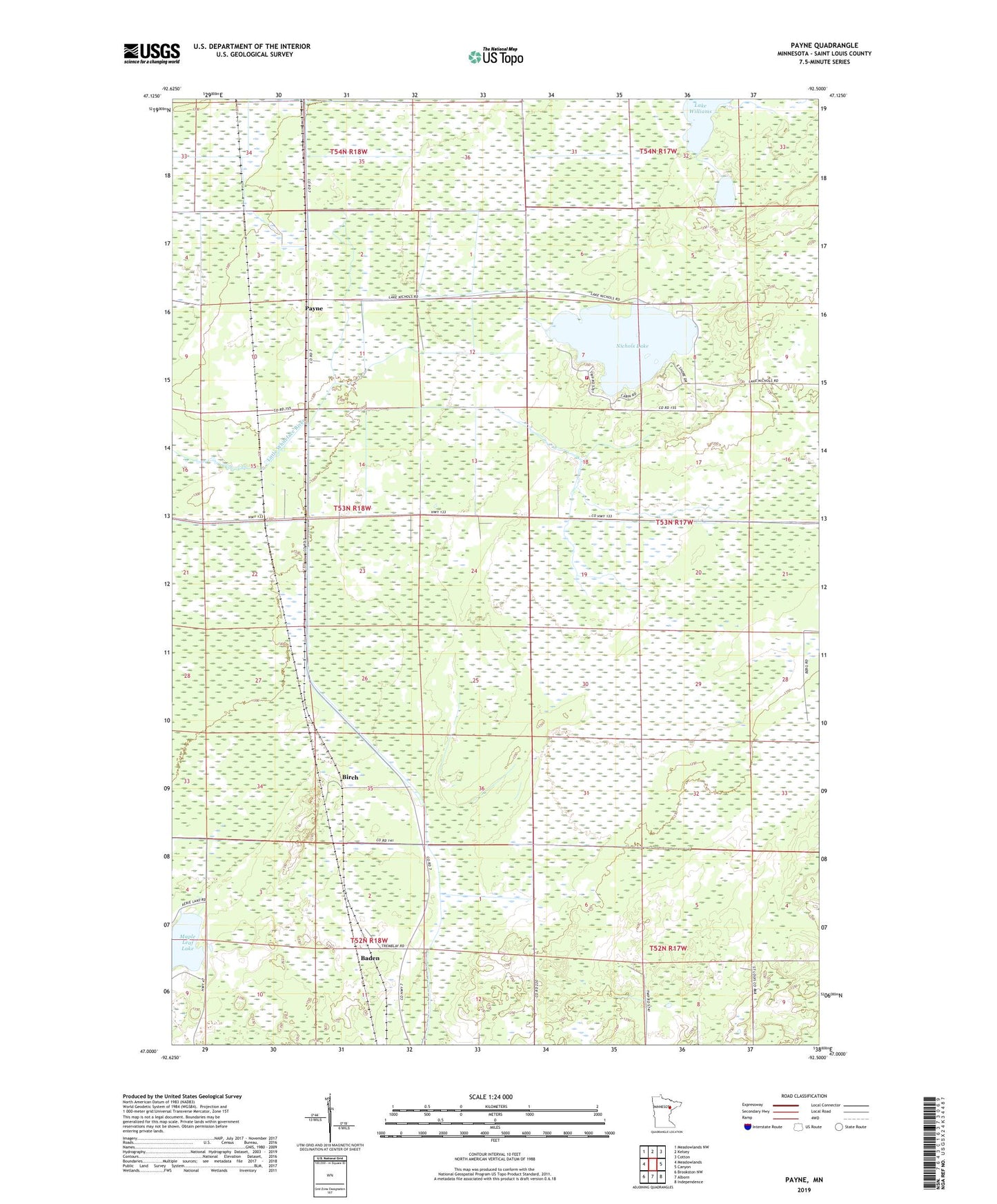 Payne Minnesota US Topo Map Image