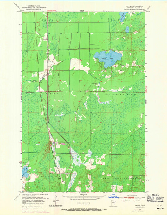 Classic USGS Payne Minnesota 7.5'x7.5' Topo Map Image
