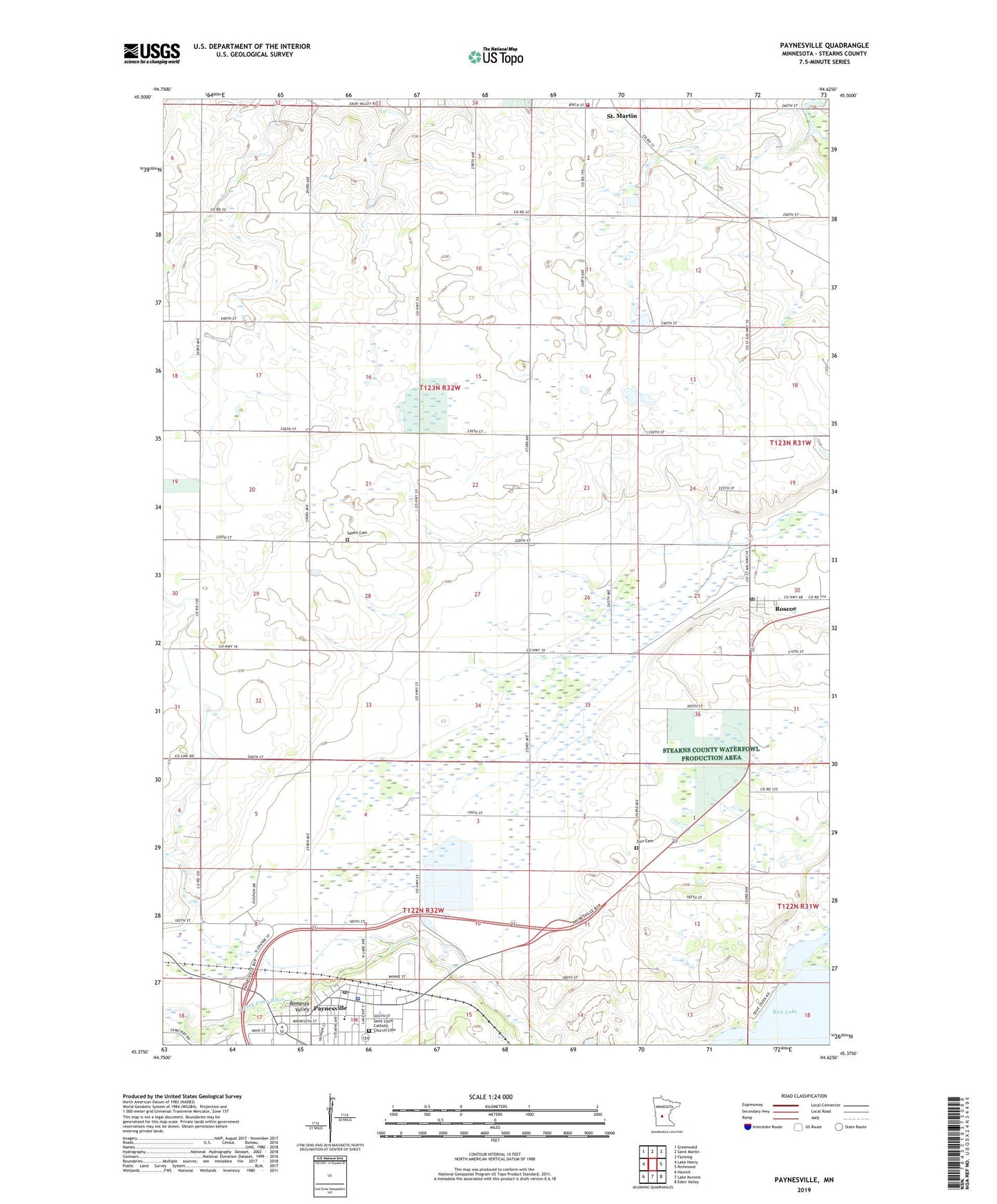 Paynesville Minnesota US Topo Map Image