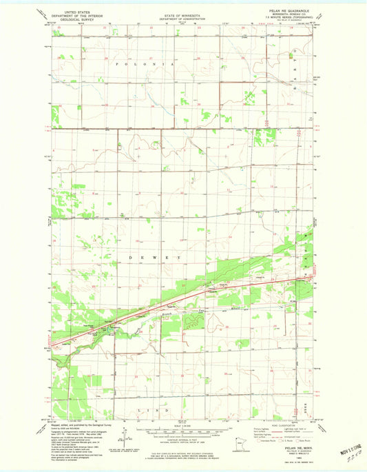 Classic USGS Pelan NE Minnesota 7.5'x7.5' Topo Map Image