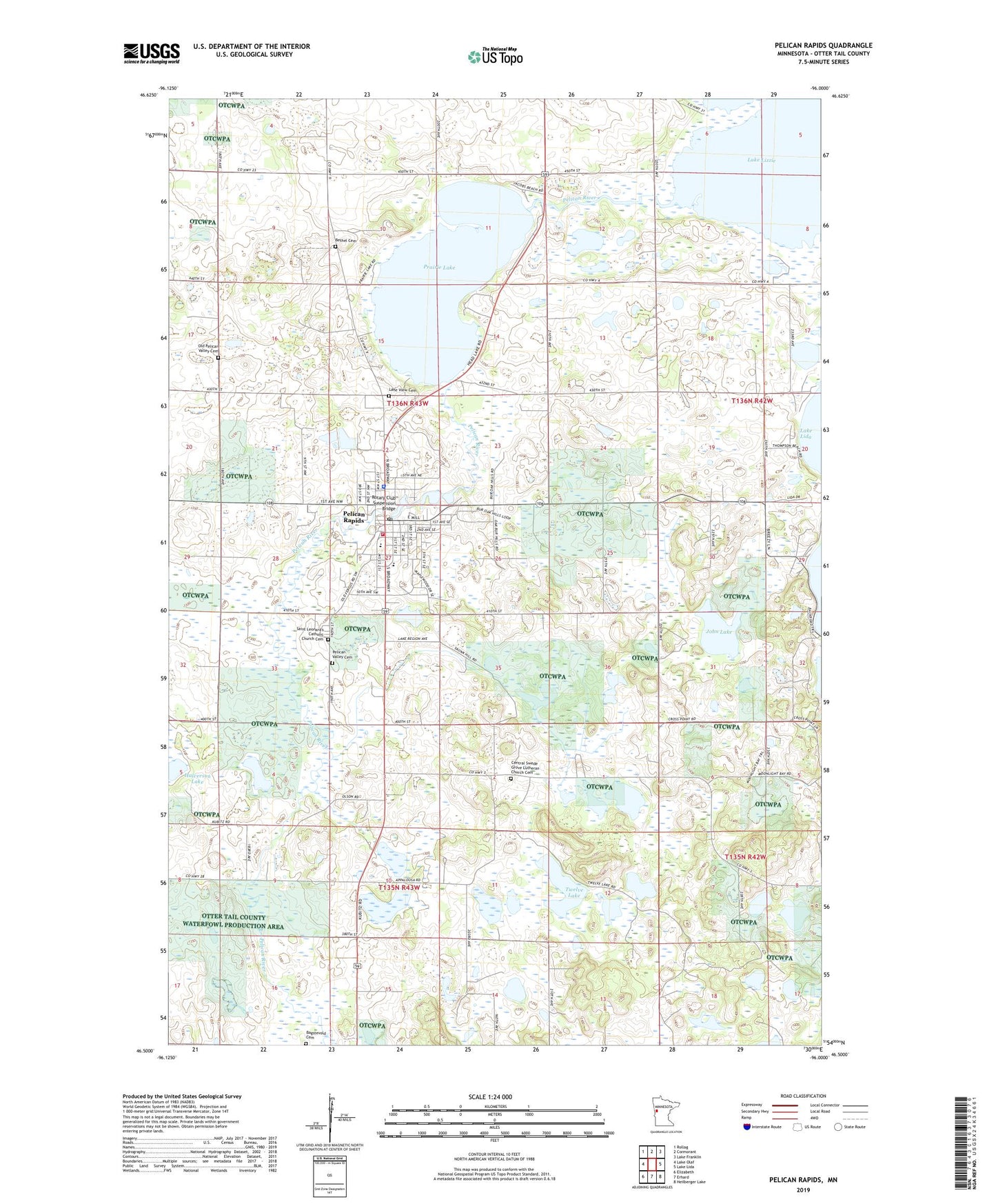 Pelican Rapids Minnesota US Topo Map Image