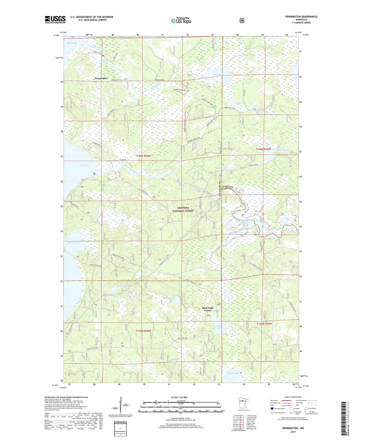 Pennington Minnesota US Topo Map Image