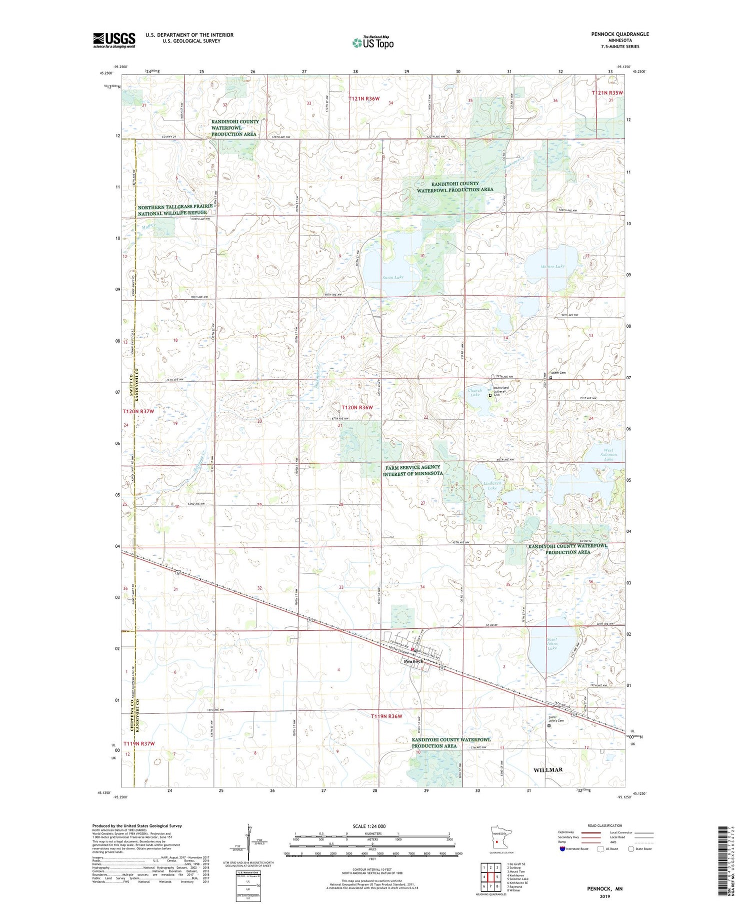 Pennock Minnesota US Topo Map Image
