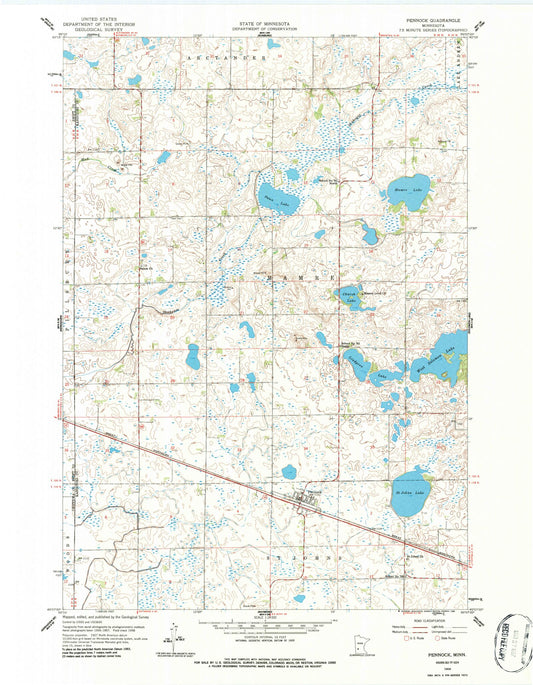 Classic USGS Pennock Minnesota 7.5'x7.5' Topo Map Image
