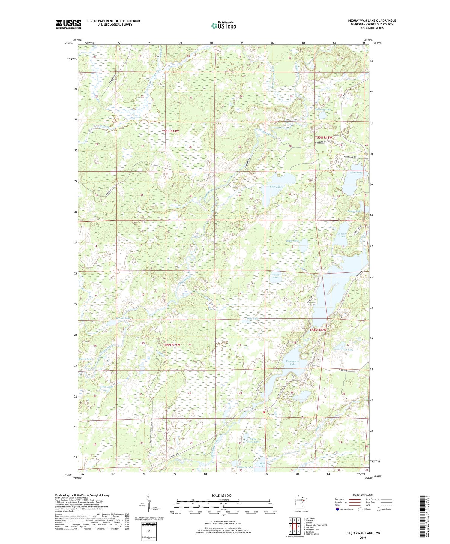Pequaywan Lake Minnesota US Topo Map Image