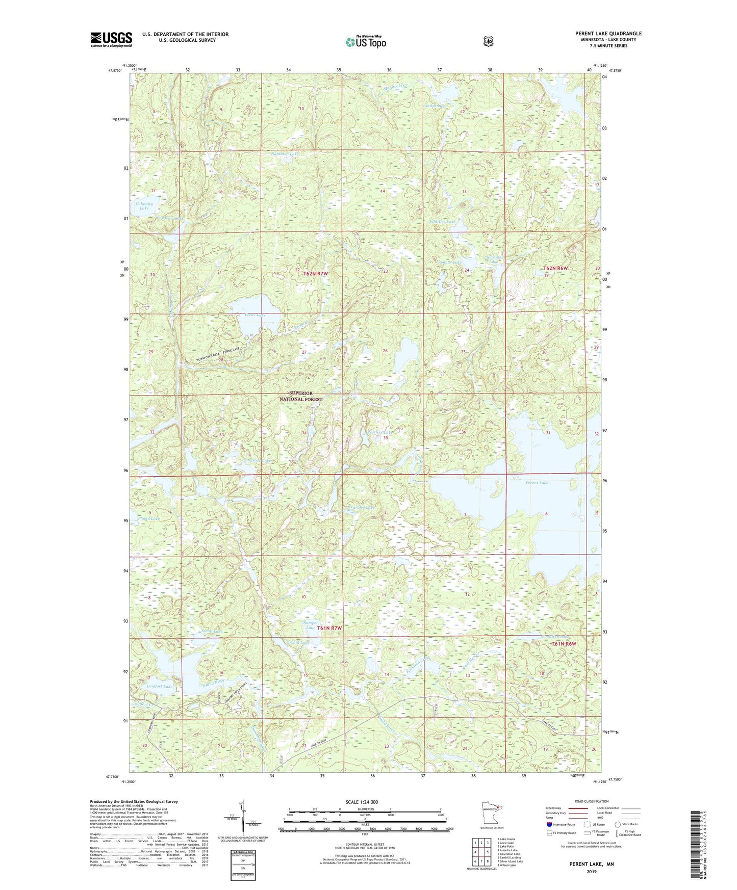 Perent Lake Minnesota US Topo Map Image