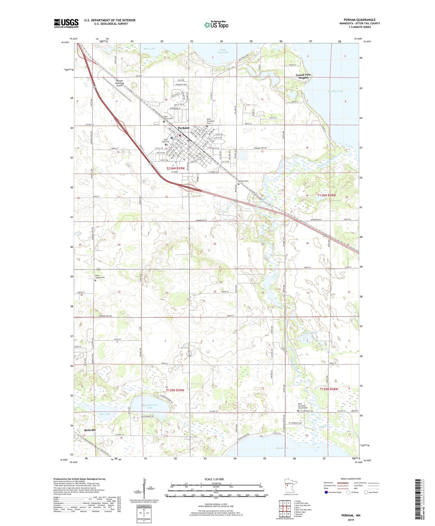 Perham Minnesota US Topo Map Image