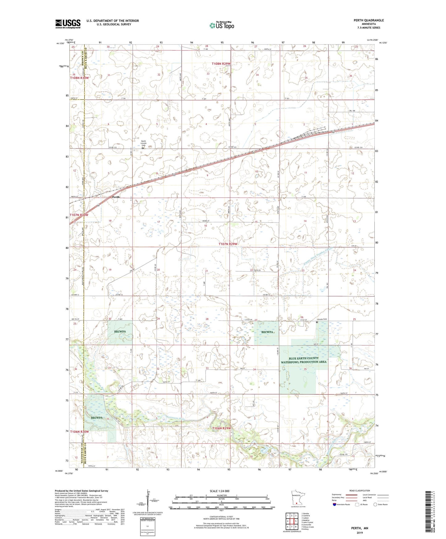 Perth Minnesota US Topo Map Image