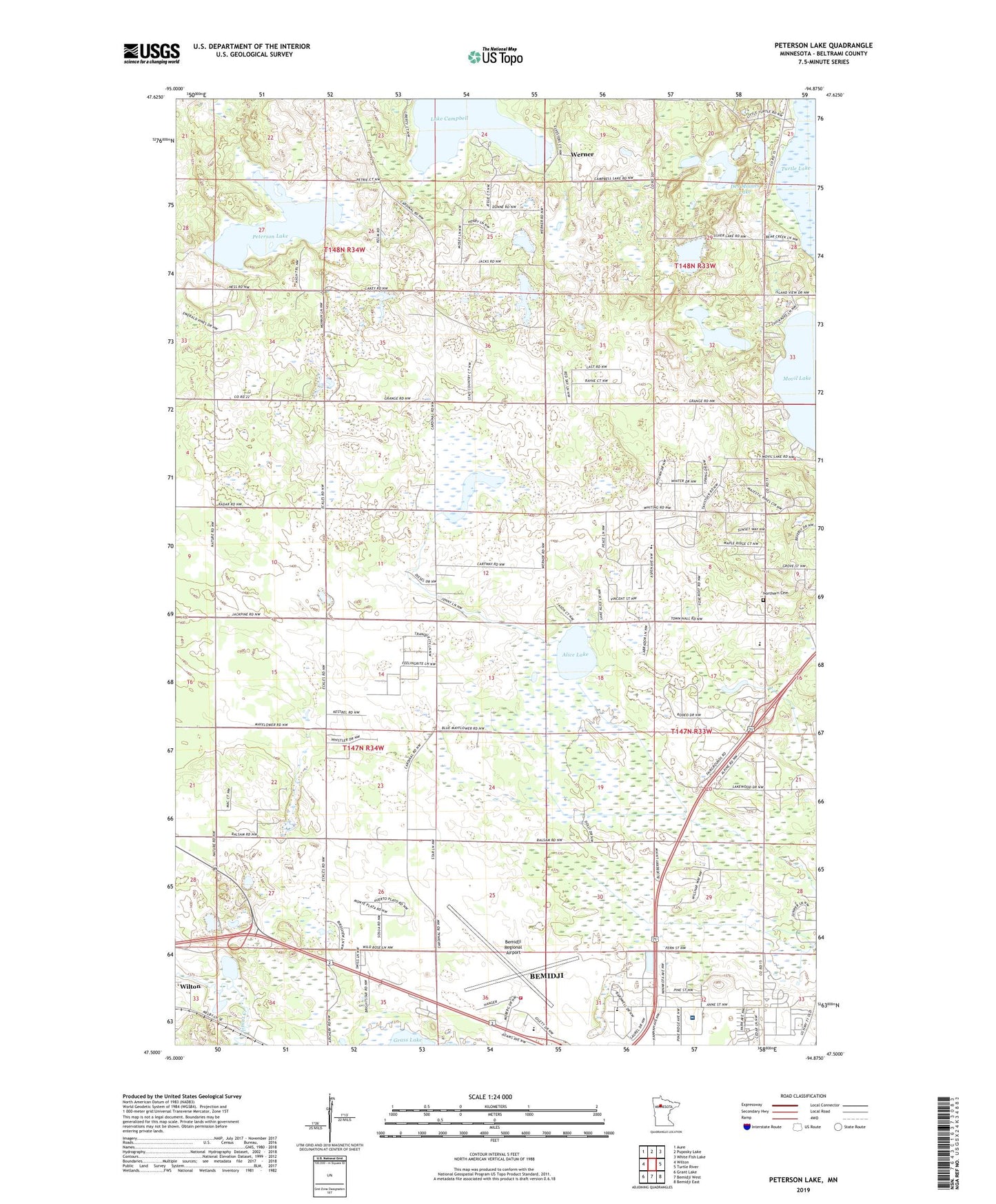 Peterson Lake Minnesota US Topo Map Image