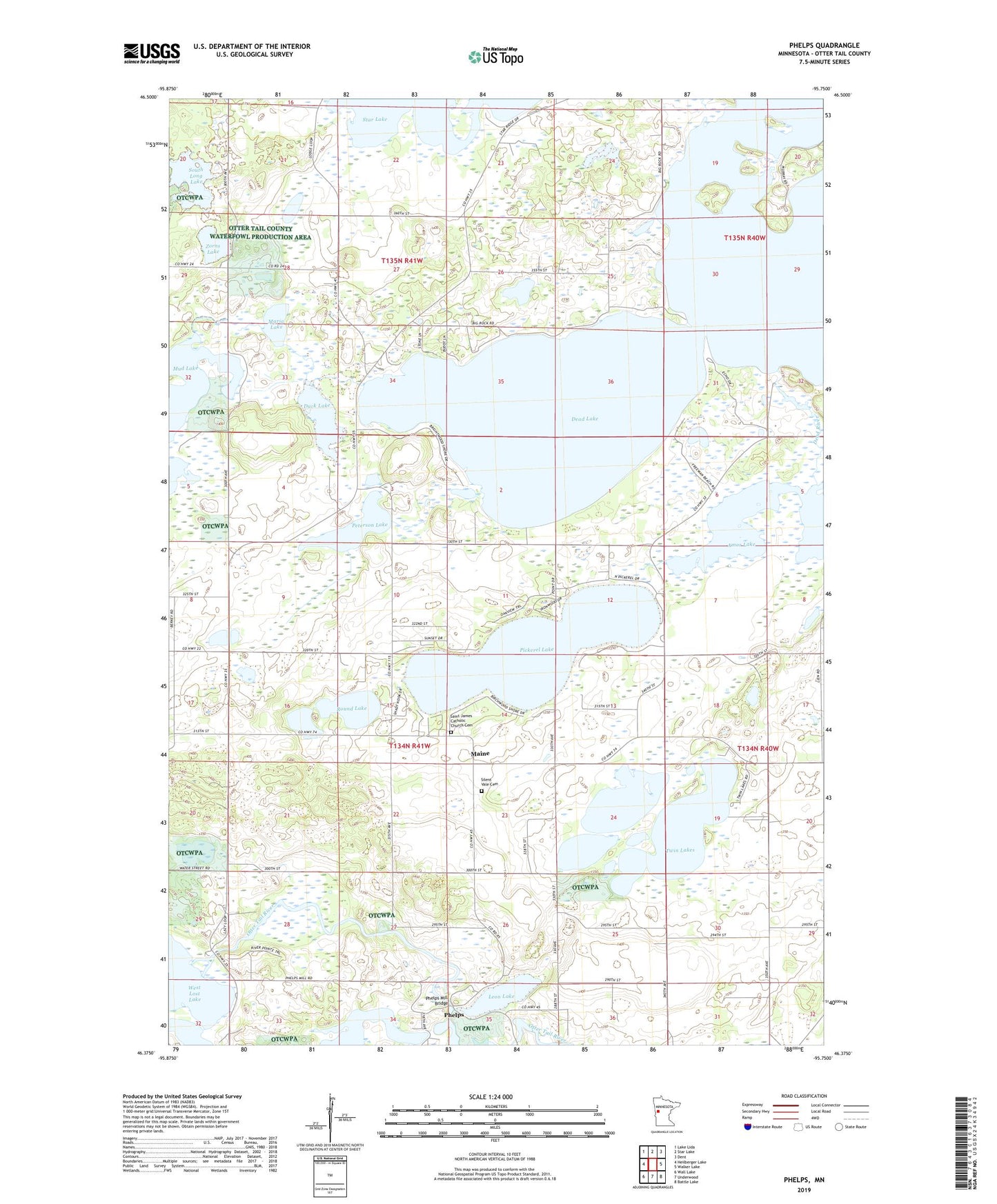 Phelps Minnesota US Topo Map Image
