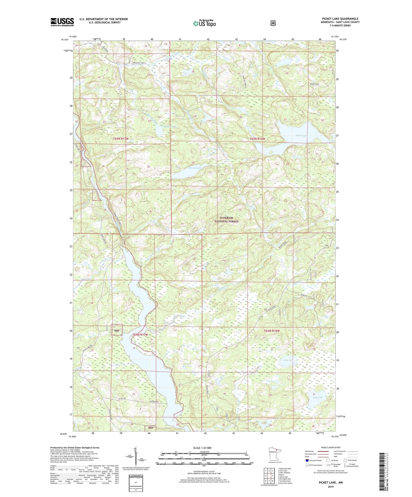 Picket Lake Minnesota US Topo Map Image
