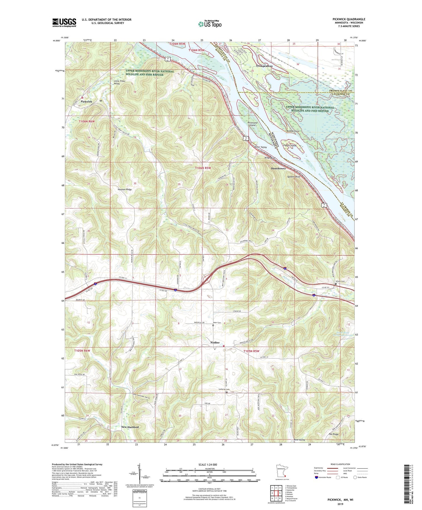 Pickwick Minnesota US Topo Map Image