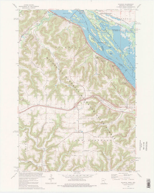 Classic USGS Pickwick Minnesota 7.5'x7.5' Topo Map Image