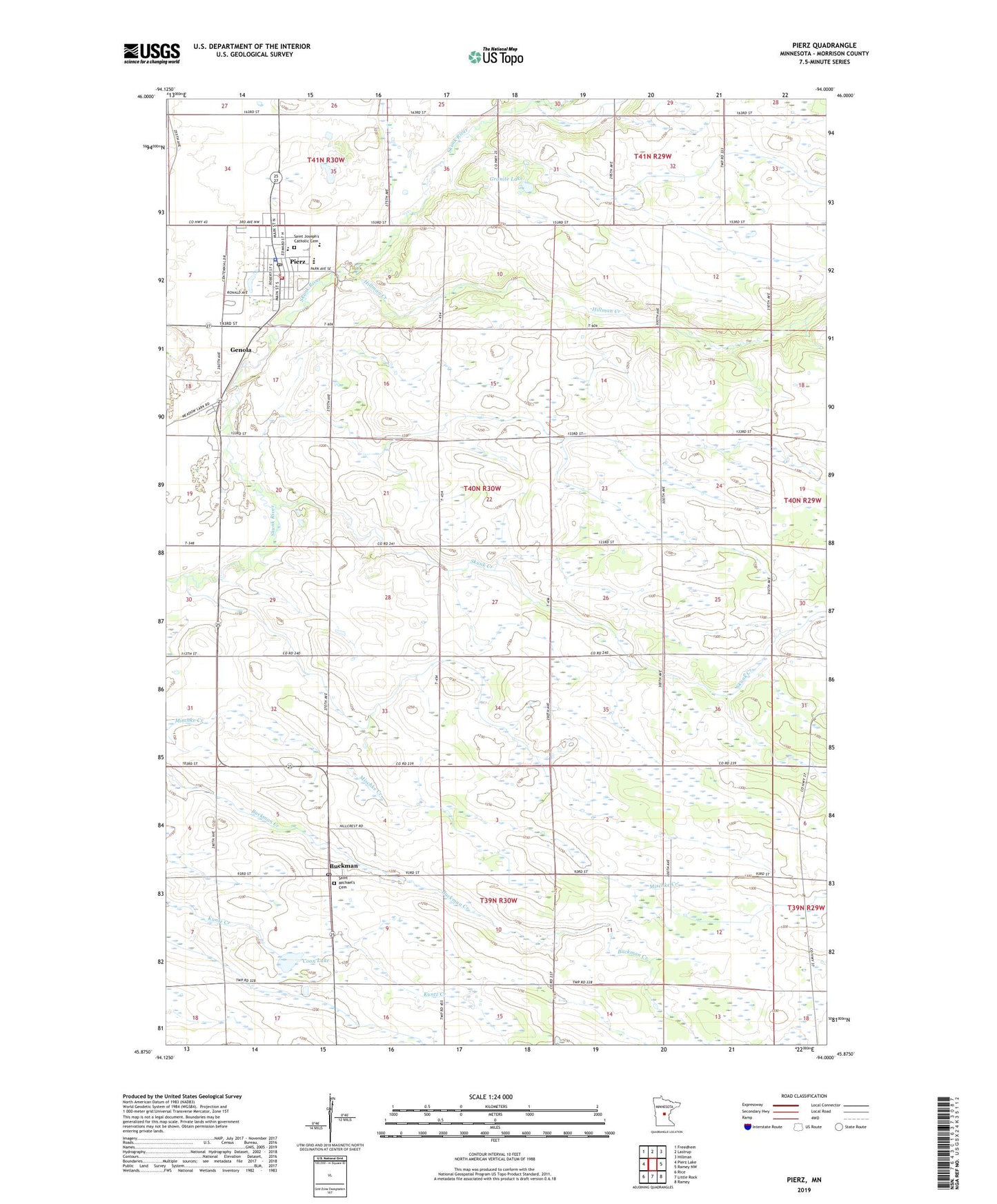 Pierz Minnesota US Topo Map Image
